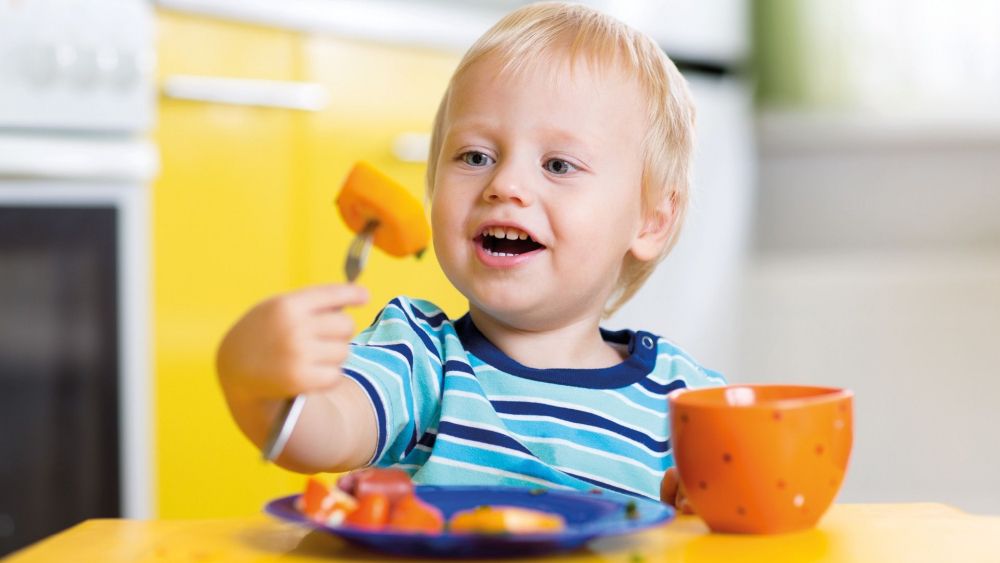 Niño descubriendo nuevos sabores con frutas naturales y nutritivas gracias a los talleres de lactancia y nutrición materno-infantil.