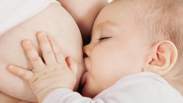Niño amamantando en el pecho de su madre, beneficiándose de la lactancia materna.